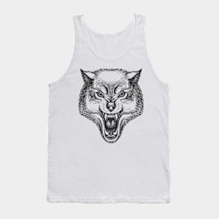 Hand Drawn Wolf Head Tank Top